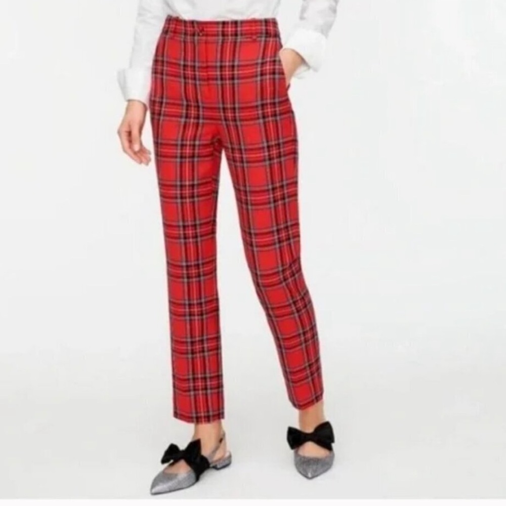 J. Crew Red Plaid Ankle Pants